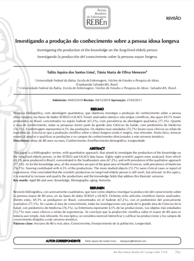 Investigando a produção do conhecimento sobre a pessoa idosa longeva