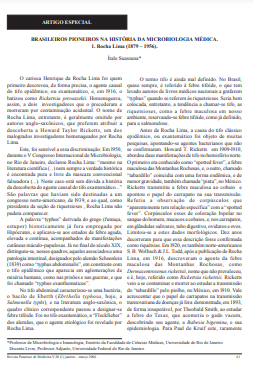 Brasileiros pioneiros na história da microbiologia médica. 1. Rocha Lima (1879 - 1956)