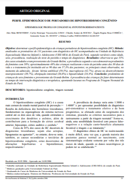 Perfil epidemiológico de portadores de hipotireoidismo congênito