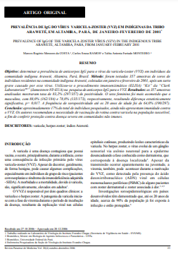 Prevalência de IgG do vírus varicela-zoster (VVZ) em indígenas da tribo Araweté, em Altamira, Pará, de janeiro-fevereiro de 2001