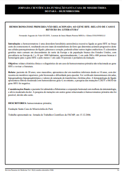 Hemocromatose primária não relacionada ao gene HFE: relato de caso e revisão da literatura