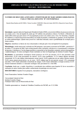 Fatores de risco relacionados à positividade de marcadores sorológicos para o vírus da hepatite &quot;B&quot; em puérperas