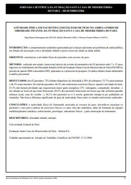 Atividade física em pacientes com excesso de peso no ambulatório de obesidade infantil da Fundação Santa Casa de Misericórdia do Pará