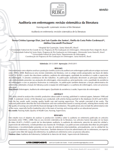 Auditoria em enfermagem: revisão sistemática da literatur