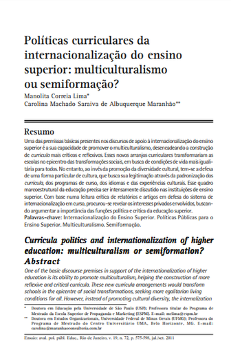 Políticas curriculares da internacionalização do ensino superior: multiculturalismo ou semiformação?