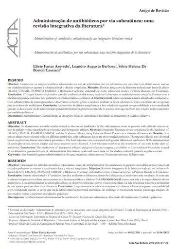 Administração de antibióticos por via subcutânea: uma revisão integrativa da literatura