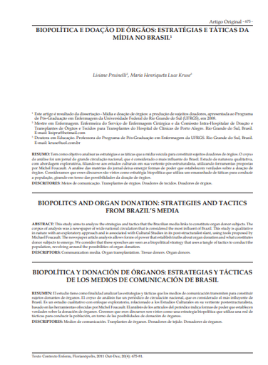 Biopolítica e doação de órgãos: estratégias e táticas da mídia no Brasil