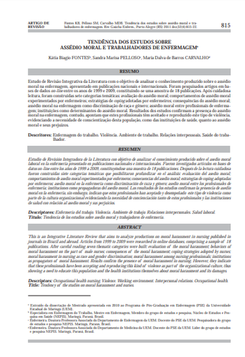 Tendência dos estudos sobre assédio moral e trabalhadores de enfermagem