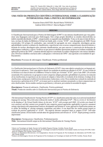 Uma visão da produção científica internacional sobre a classificação internacional para a prática de enfermagem