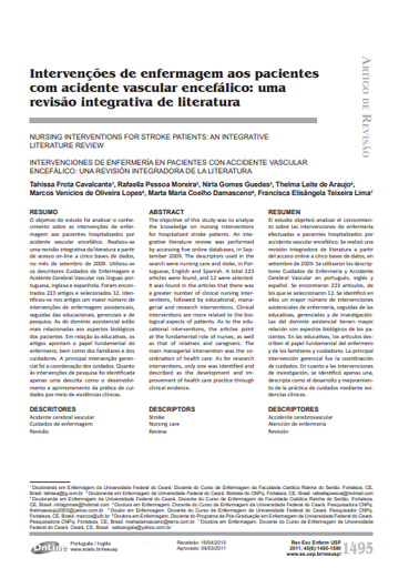 Intervenções de enfermagem aos pacientes com acidente vascular encefálico: uma revisão integrativa de literatura