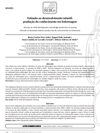 Estímulo ao desenvolvimento infantil: produção do conhecimento em enfermagem