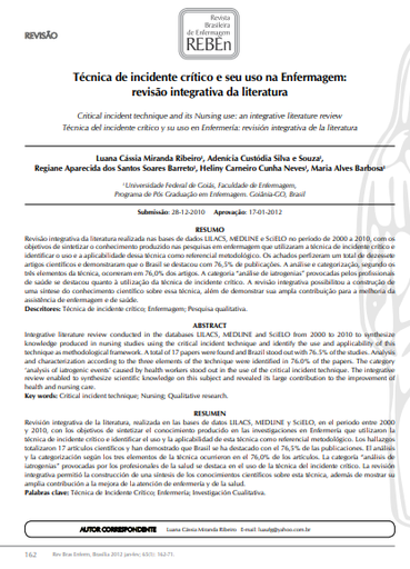 Técnica de incidente crítico e seu uso na Enfermagem: revisão integrativa da literatura