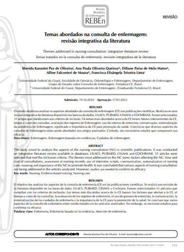 Temas abordados na consulta de enfermagem: revisão integrativa da literatura