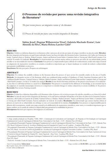 O processo de revisão por pares: uma revisão integrativa de literatura