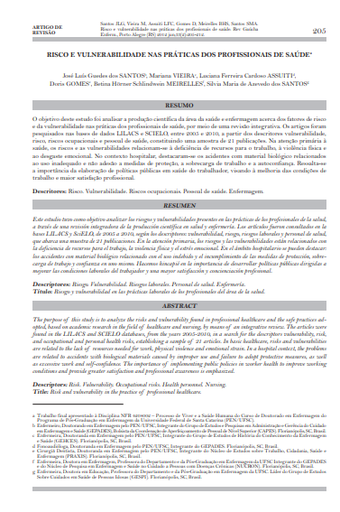 Risco e vulnerabilidade nas práticas dos profissionais de saúde