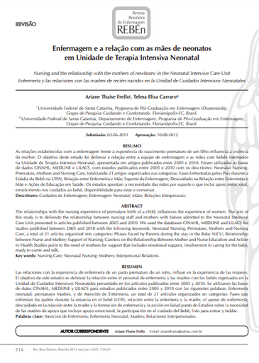 Enfermagem e a relação com as mães de neonatos em Unidade de Terapia Intensiva Neonatal