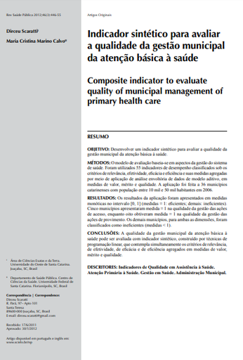 Indicador sintético para avaliar a qualidade da gestão municipal da atenção básica à saúde