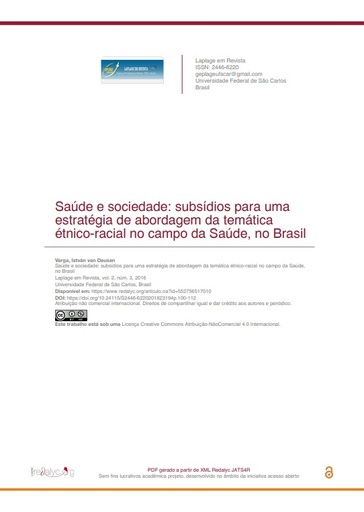 Saúde e sociedade: subsídios para uma estratégia de abordagem da temática étnico-racial no campo da Saúde, no Brasil