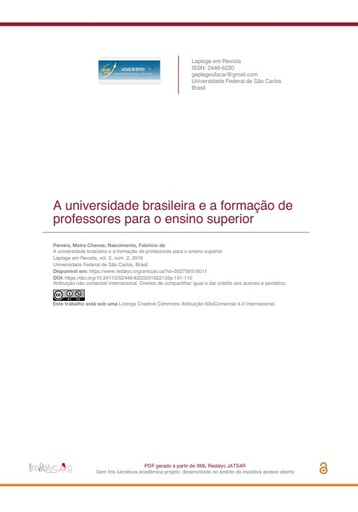 A universidade brasileira e a formação de professores para o ensino superior