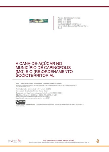 A CANA-DE-AÇÚCAR NO MUNICÍPIO DE CAPINÓPOLIS (MG) E O (RE)ORDENAMENTO SOCIOTERRITORIAL