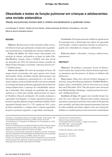 Obesidade e testes de função pulmonar em crianças e adolescentes: uma revisão sistemática