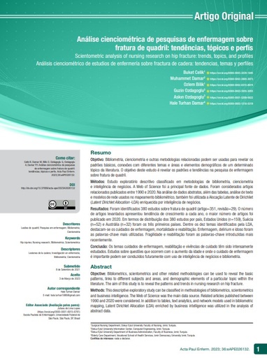 Análise cienciométrica de pesquisas de enfermagem sobre fratura de quadril: tendências, tópicos e perfis