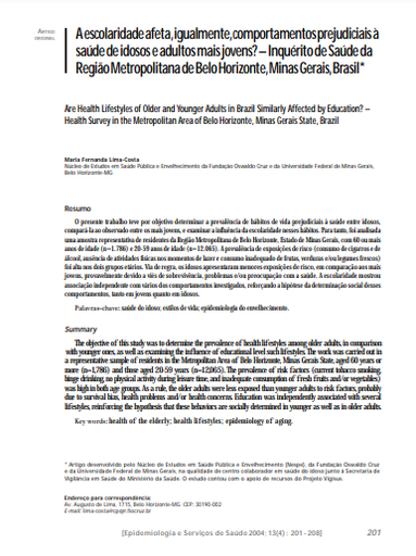 A escolaridade afeta, igualmente, comportamentos prejudiciais à saúde de idosos e adultos mais jovens?: Inquérito de Saúde da Região Metropolitana de Belo Horizonte, Minas Gerais, Brasil