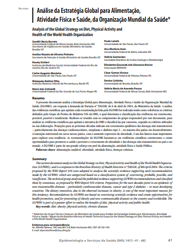 Análise da estratégia global para alimentação, atividade física e saúde, da Organização Mundial da Saúde