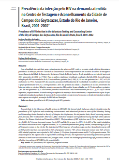 Prevalência da infecção pelo HIV na demanda atendida no Centro de Testagem e Aconselhamento da Cidade de Campos dos Goytacazes, Estado do Rio de Janeiro, Brasil, 2001-2002
