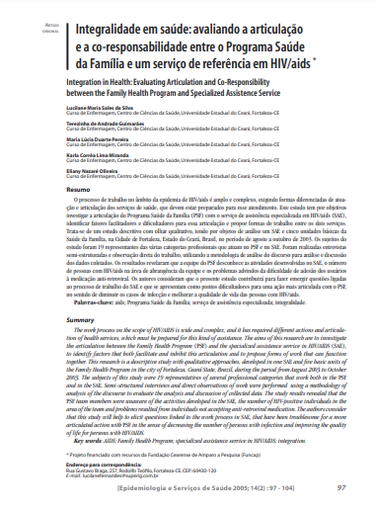 Integralidade em saúde: avaliando a articulação e a co-responsabilidade entre o Programa Saúde da Família e um serviço de referência em HIV/aids