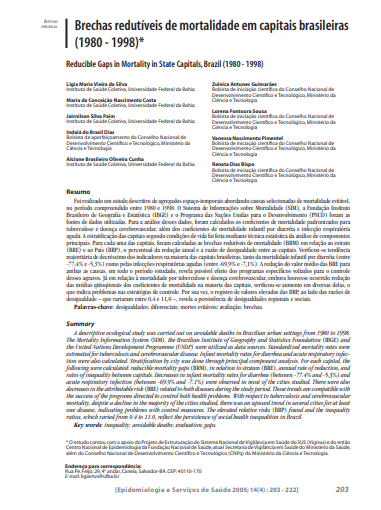Brechas redutíveis de mortalidade em capitais brasileiras (1980 - 1998)