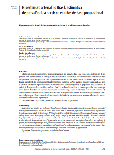Hipertensão arterial no Brasil: estimativa de prevalência a partir de estudos de base populacional