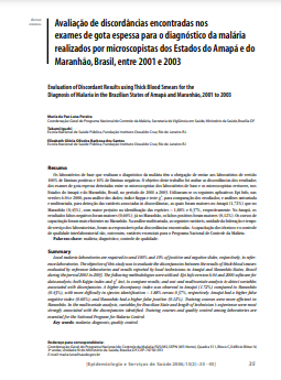 Avaliação de discordâncias encontradas nos exames de gota espessa para o diagnóstico da malária realizados por microscopistas dos Estados do Amapá e do Maranhão, Brasil, entre 2001 e 2003