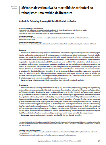 Métodos de estimativa da mortalidade atribuível ao tabagismo: uma revisão da literatura