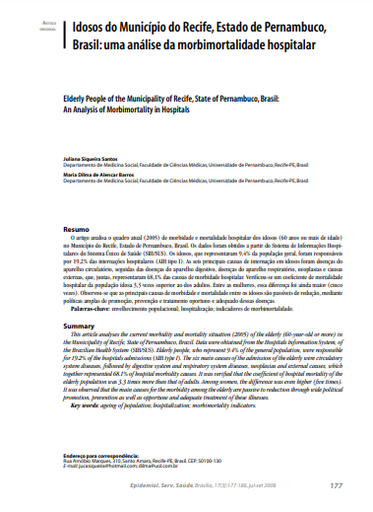 Idosos do Município do Recife, Estado de Pernambuco, Brasil: uma análise da morbimortalidade hospitalar