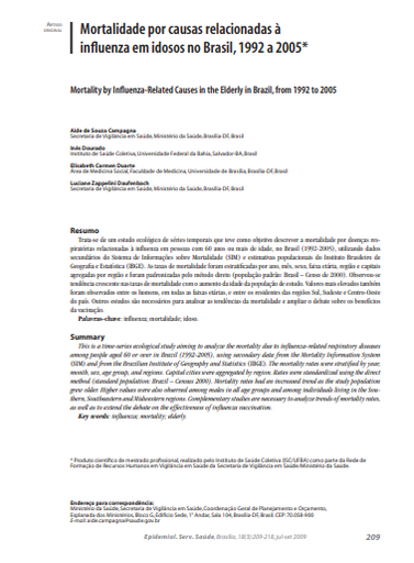 Mortalidade por causas relacionadas à influenza em idosos no Brasil, 1992 a 2005