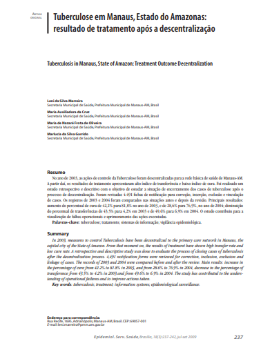 Tuberculose em Manaus, Estado do Amazonas: descentralização