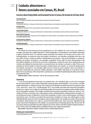 Cuidados alimentares e fatores associados em Canoas, RS, Brasil