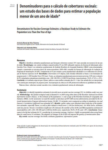 Denominadores para o cálculo de coberturas vacinais: um estudo das bases de dados para estimar a população menor de um ano de idade