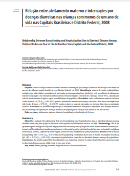 Relação entre aleitamento materno e internações por doenças diarreicas nas crianças com menos de um ano de vida nas Capitais Brasileiras e Distrito Federal, 2008