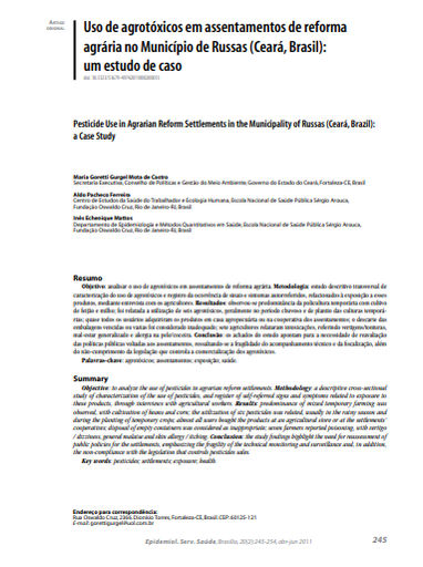 Uso de agrotóxicos em assentamentos de reforma agrária no Município de Russas (Ceará, Brasil): um estudo de caso