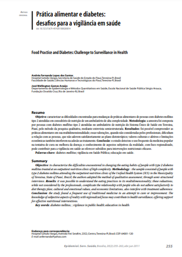 Prática alimentar e diabetes: desafios para a vigilância em saúde