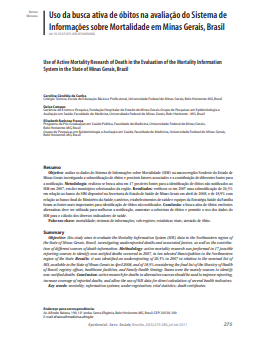 Uso da busca ativa de óbitos na avaliação do Sistema de Informações sobre Mortalidade em Minas Gerais, Brasil