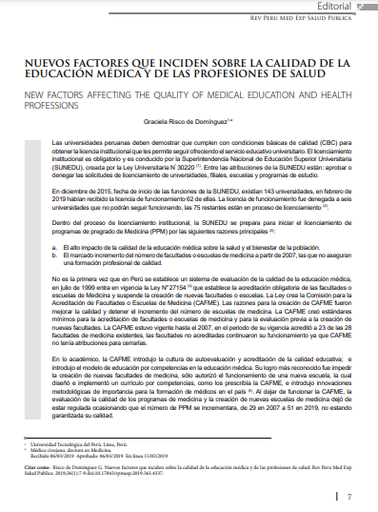 Nuevos factores que inciden sobre la calidad de la educación médica y de las profesiones de salud