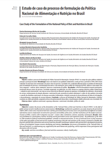 Estudo de caso do processo de formulação da Política Nacional de Alimentação e Nutrição no Brasil