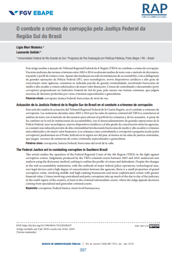 The Federal Justice act in combating corruption in Southern Brazil