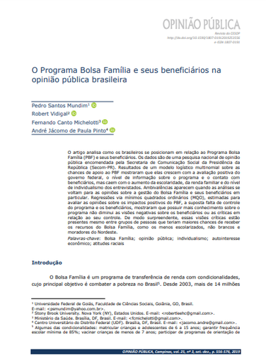 O Programa Bolsa Família e seus beneficiários na opinião pública brasileira