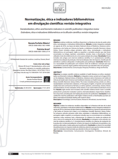 Standardization, ethics and biometric indicators in scientific publication: integrative review