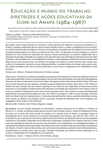 Educação e mundo do trabalho: diretrizes e ações educativas da Icomi no Amapá (1964-1967)
