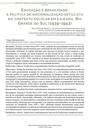 Educação e brasilidade: a política de nacionalização getulista no contexto escolar em Lajeado, Rio Grande do Sul (1939-1943)